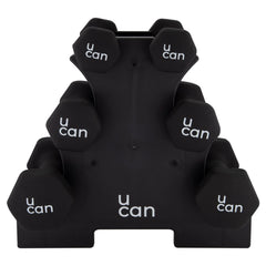 Set de Pesas U Hex con Rack