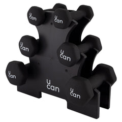 Set de Pesas U Hex con Rack