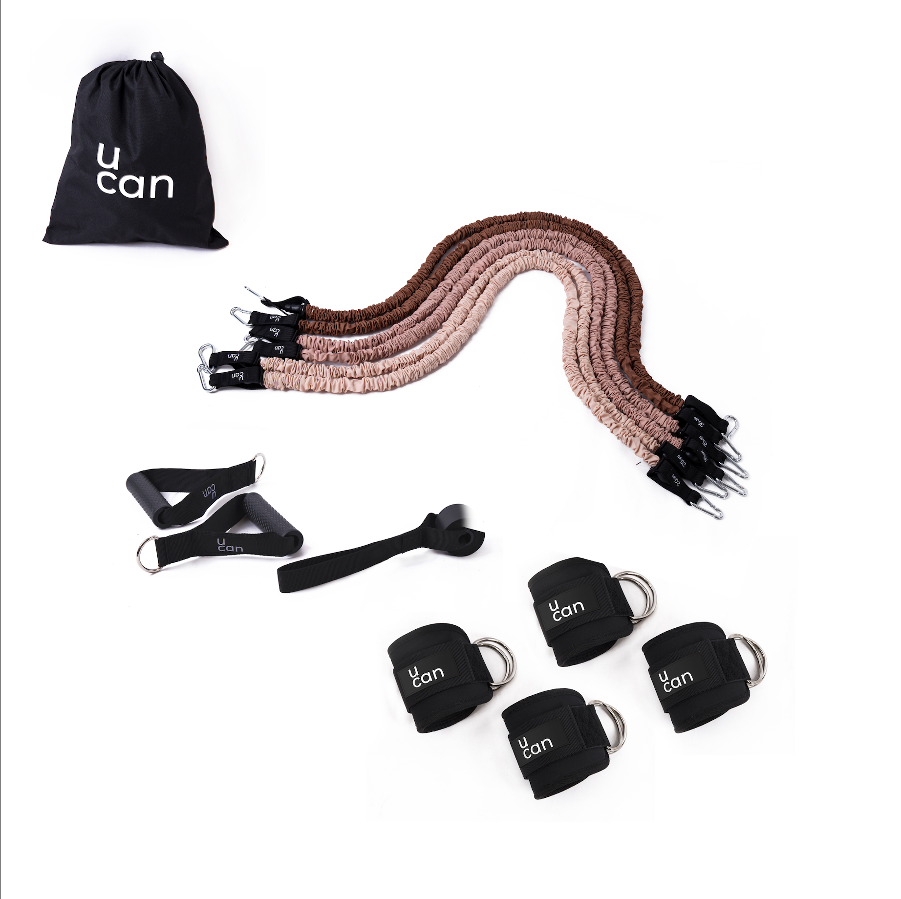 Set de 6 bandas largas con tobilleras y agarres
